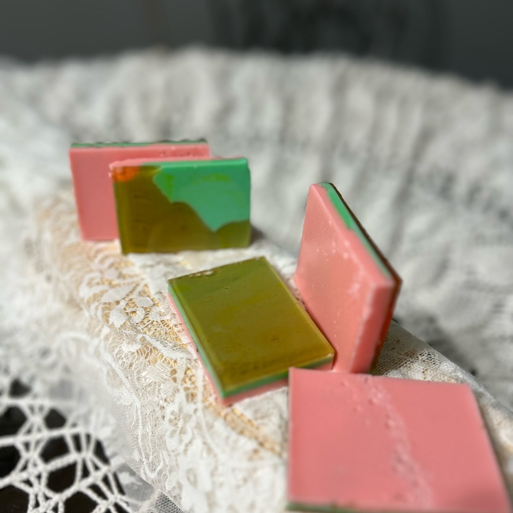 Pink and Green Handmade Soap Bars
